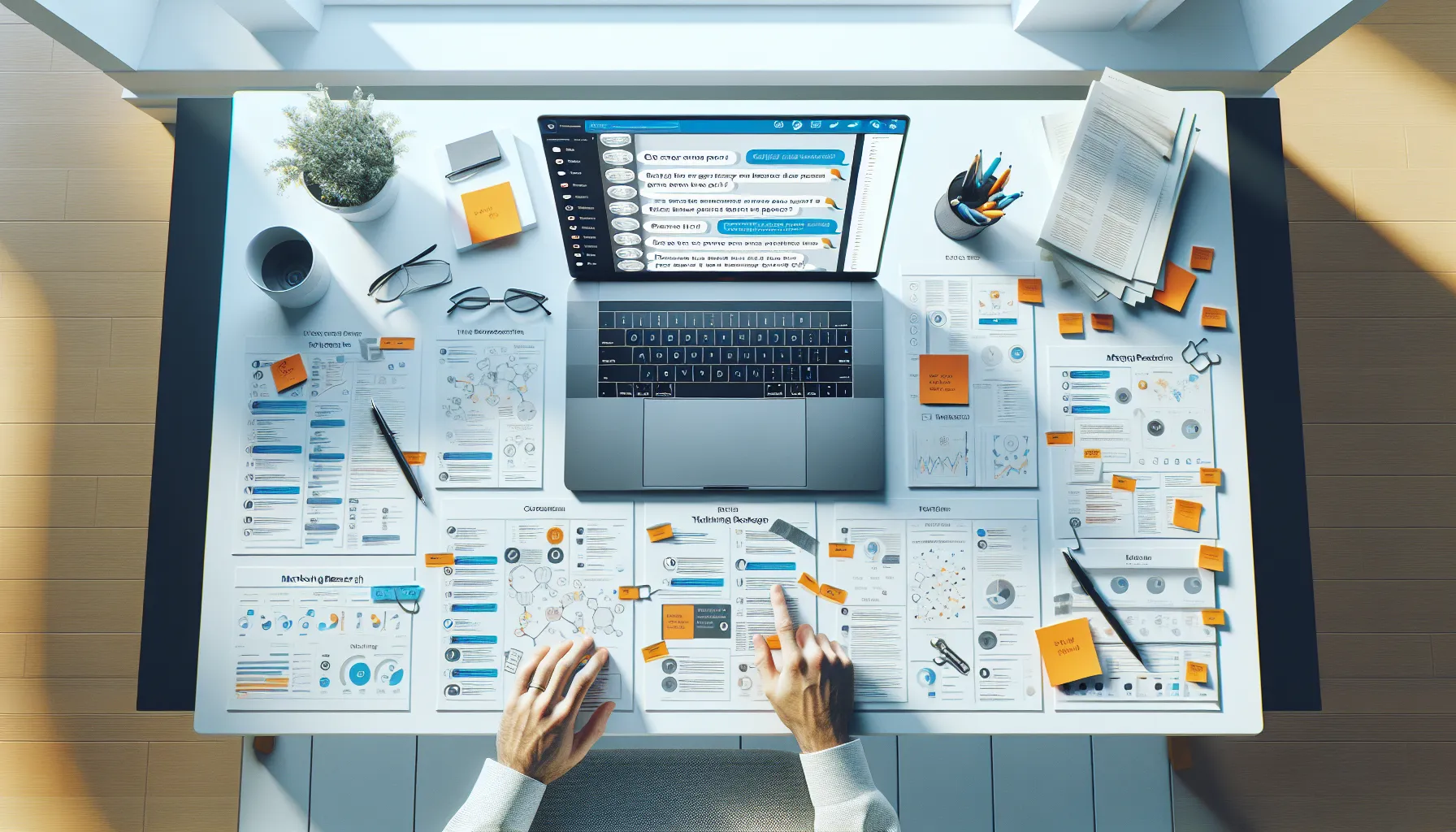Workspace showing customer research being organized into marketing copy using the Agile Marketing System